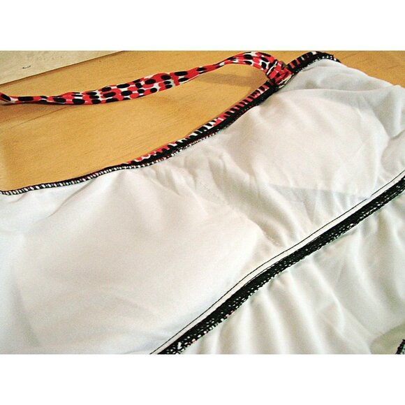 Island Escape Tier Ruffle Swimwear Tankini Top Womens Red Black Geo Print Sz 14 - Picture 10 of 12